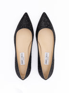 Black Coarse Glitter Fabric Alina Ballet Flat