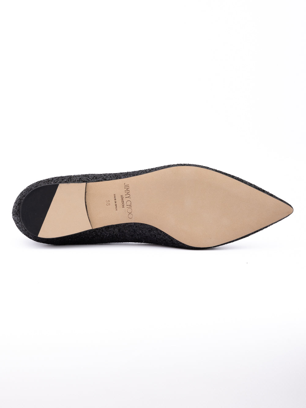 Black Coarse Glitter Fabric Alina Ballet Flat