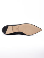 Black Coarse Glitter Fabric Alina Ballet Flat