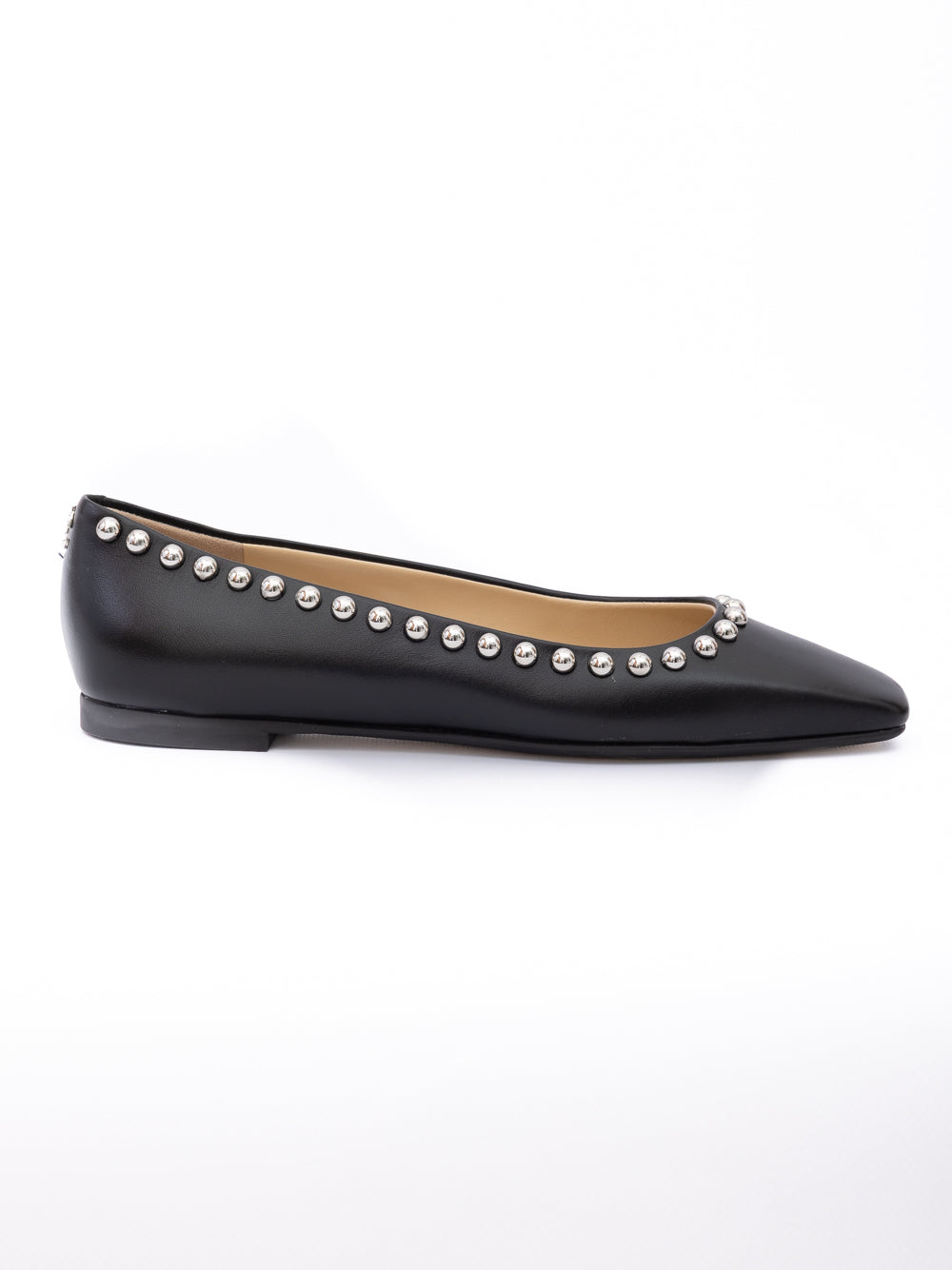 Black Leather Dome Studs Mirele Ballet Flat