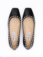 Black Leather Dome Studs Mirele Ballet Flat