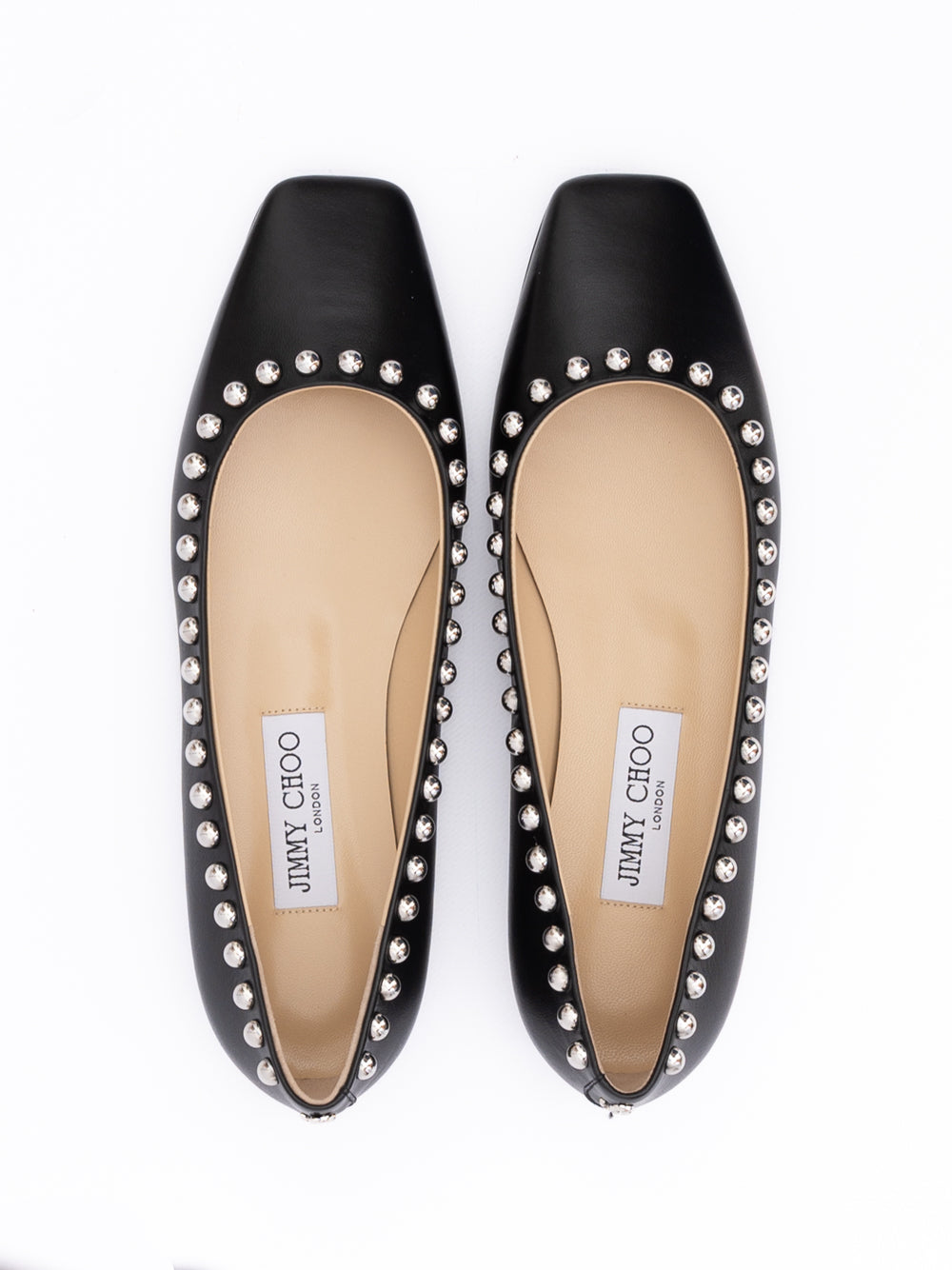 Black Leather Dome Studs Mirele Ballet Flat