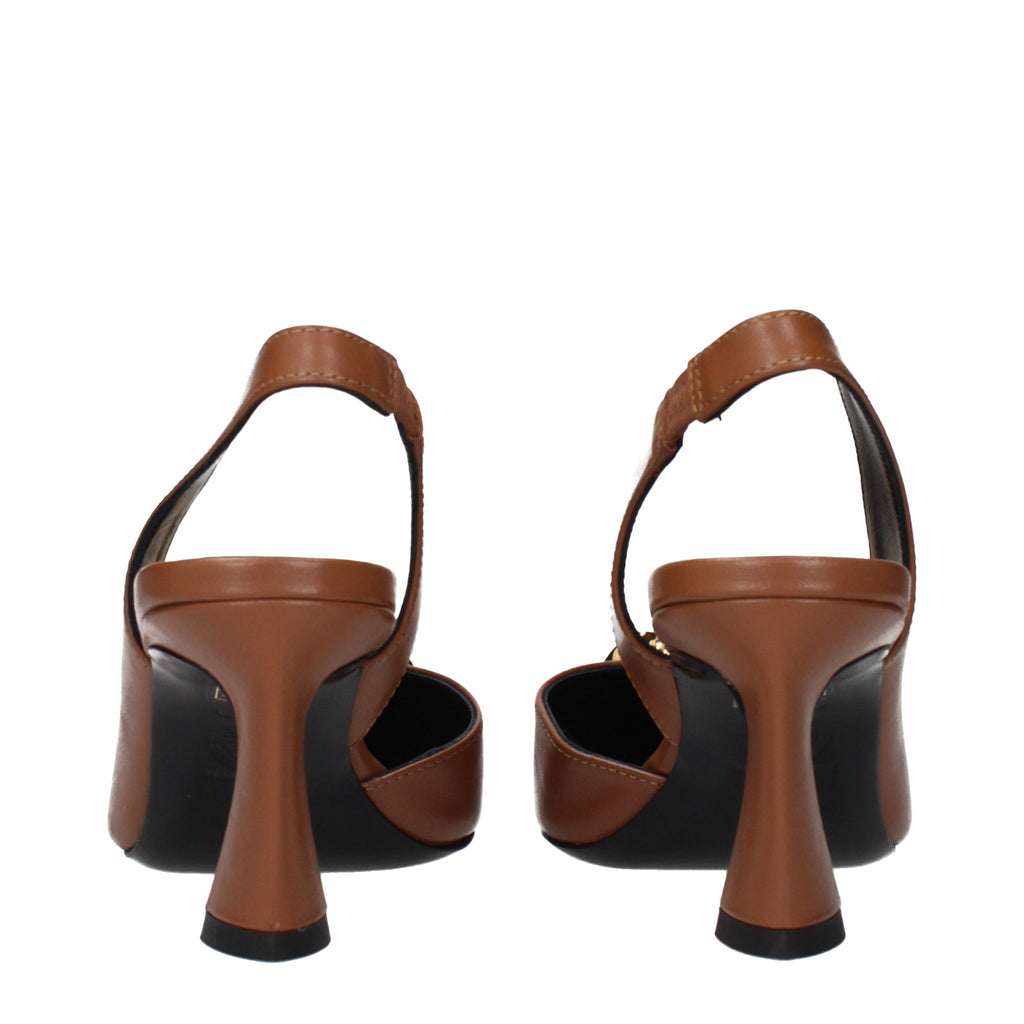 Brown Leather High Heel Pumps