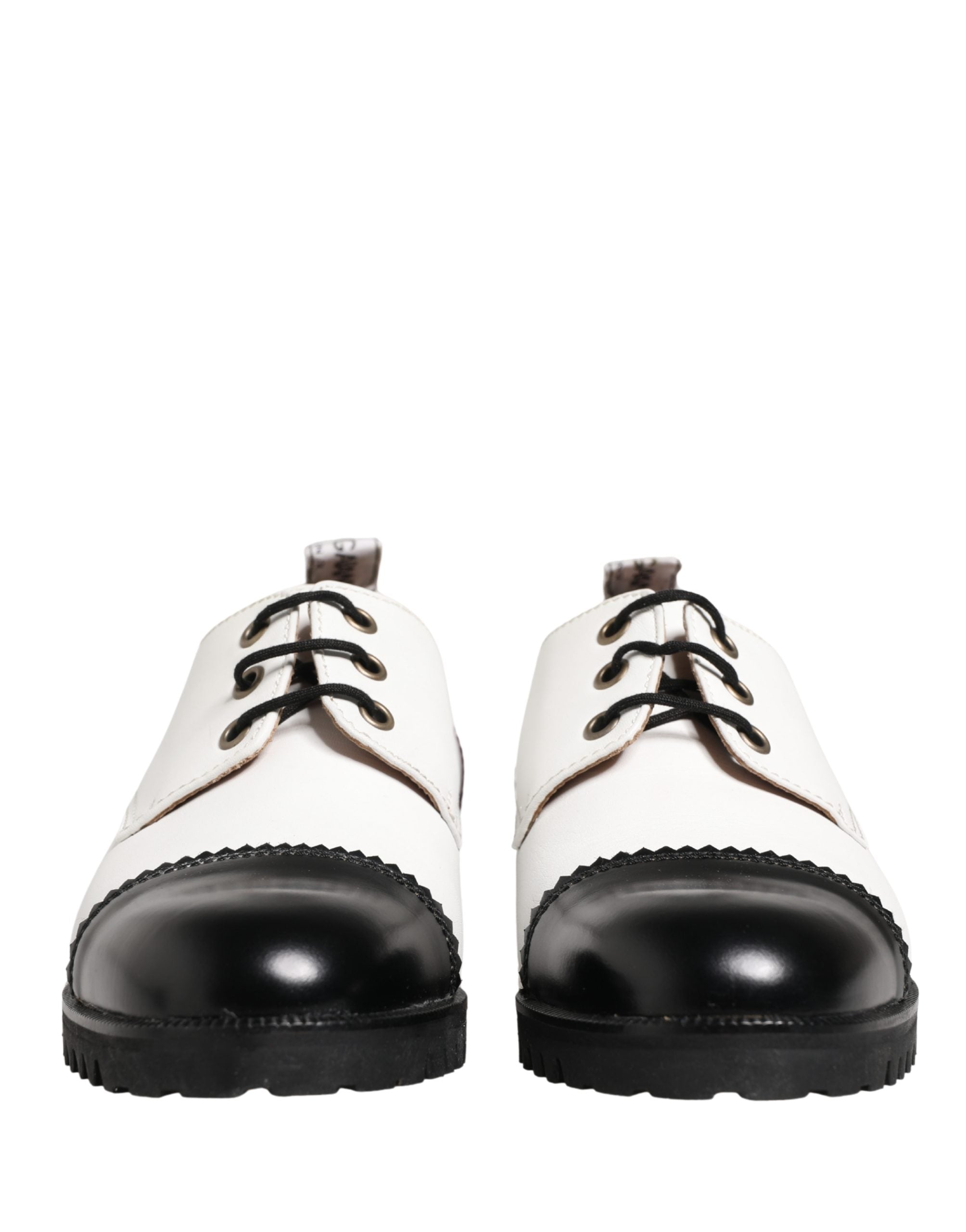 Black White Leather Derby Shoes