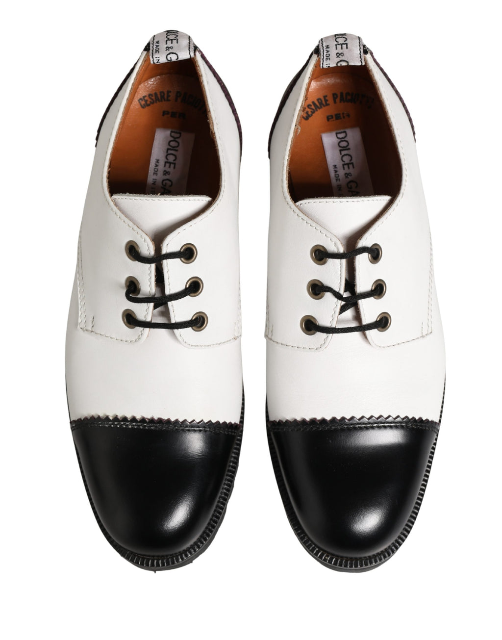 Black White Leather Derby Shoes