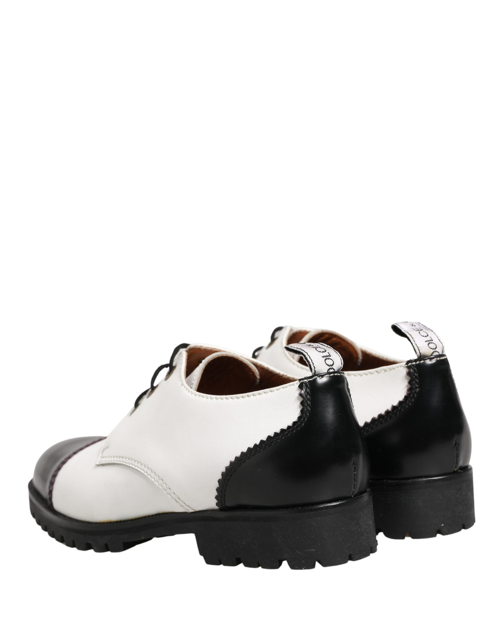 Black White Leather Derby Shoes
