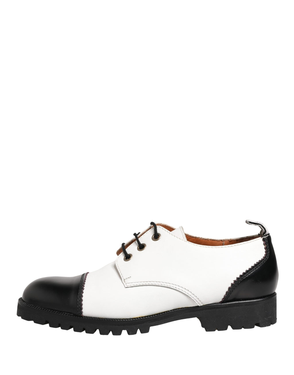 Black White Leather Derby Shoes