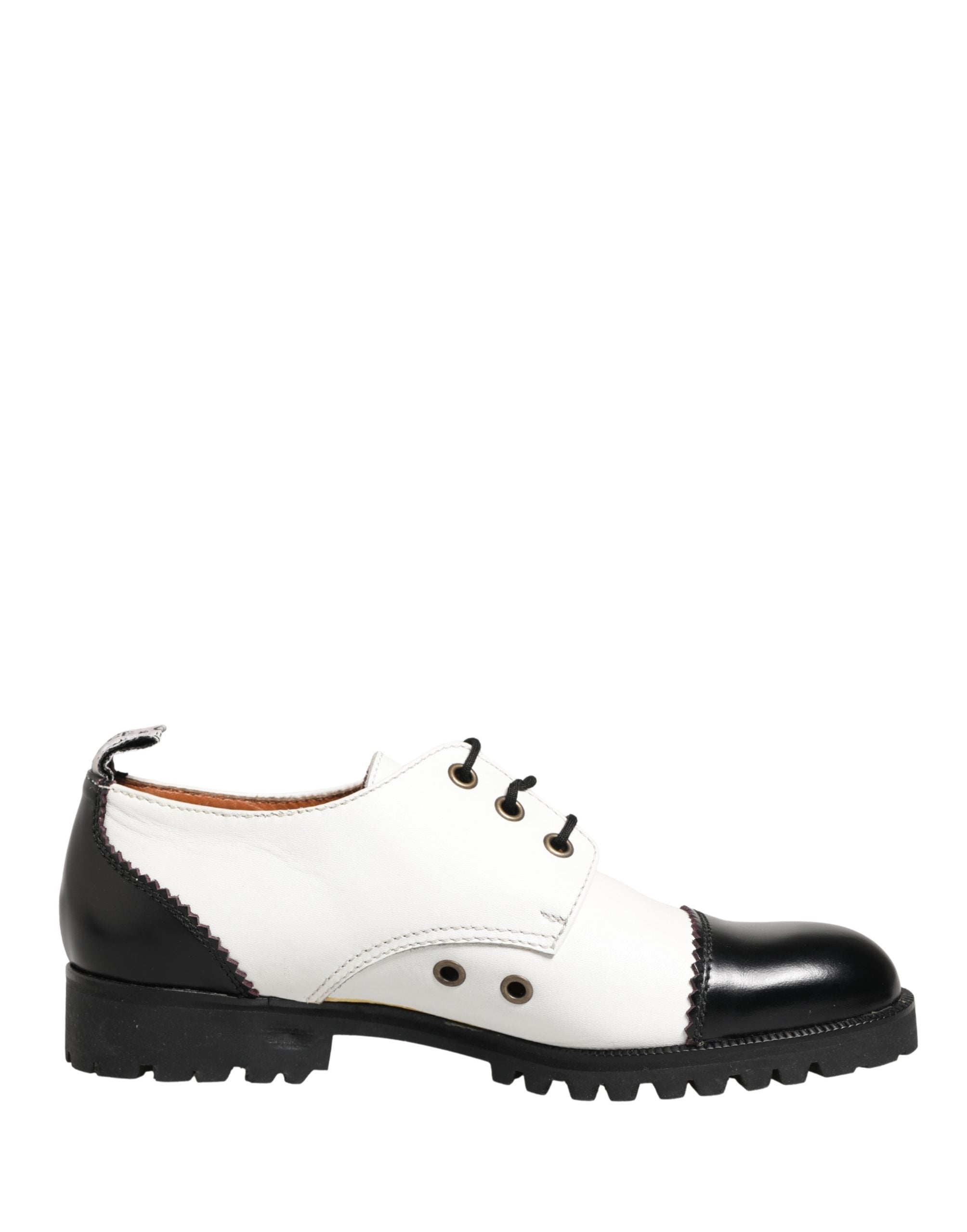 Black White Leather Derby Shoes