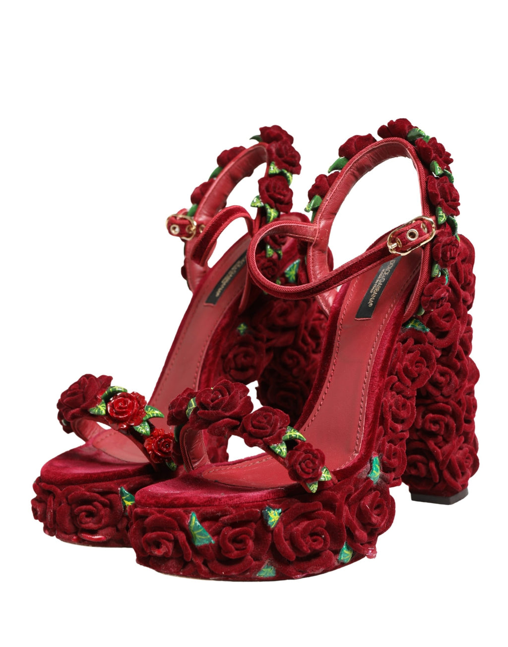 Red Rose Embellished Platform Sandals Shoes