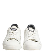 White Black Portofino Leather Sneakers Shoes