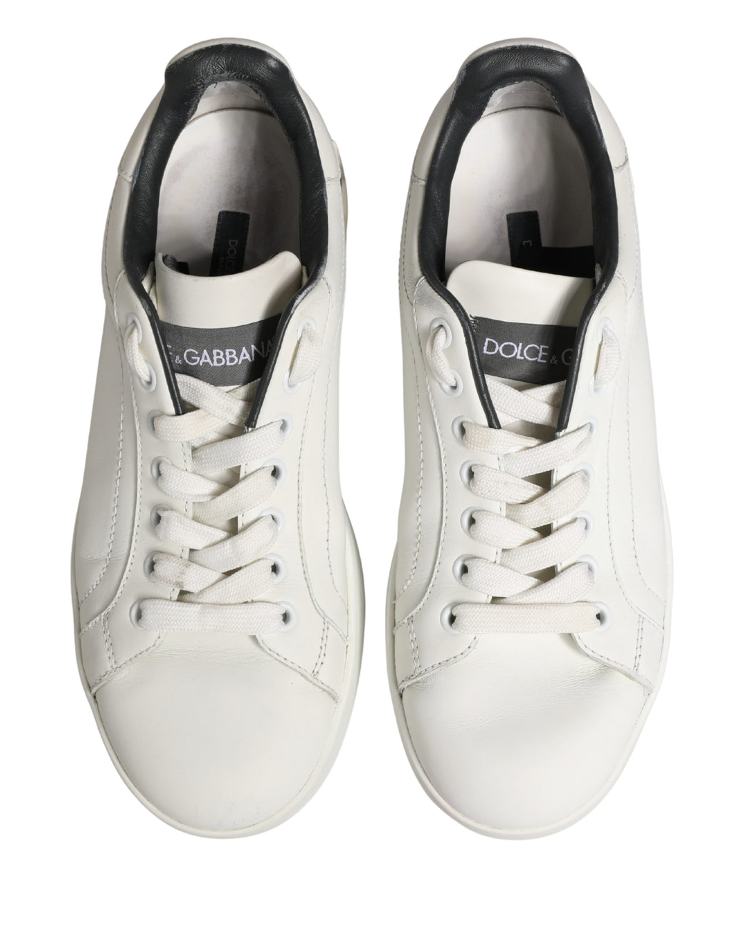 White Black Portofino Leather Sneakers Shoes