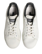 White Black Portofino Leather Sneakers Shoes