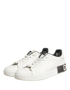 White Black Portofino Leather Sneakers Shoes