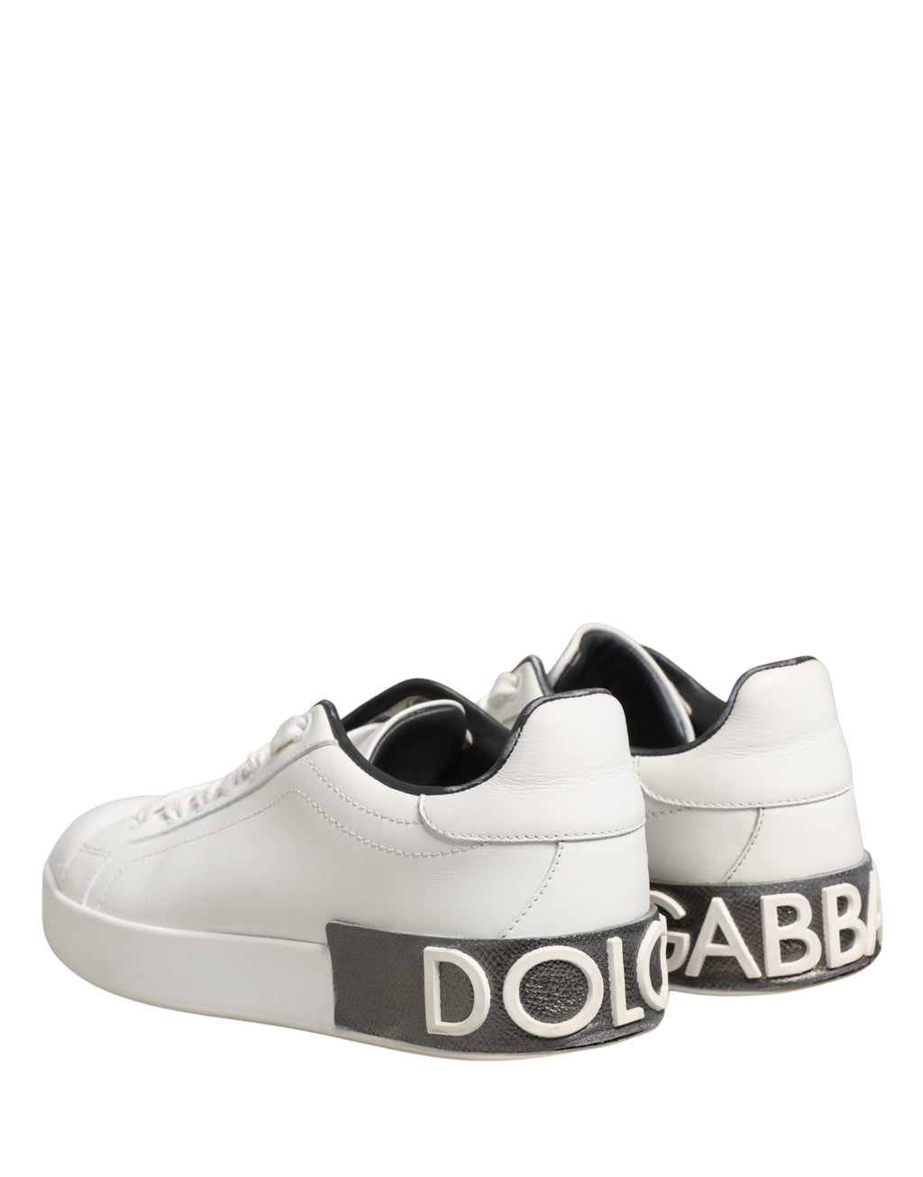 White Black Portofino Leather Sneakers Shoes