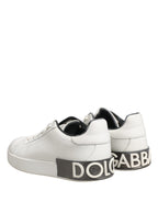 White Black Portofino Leather Sneakers Shoes