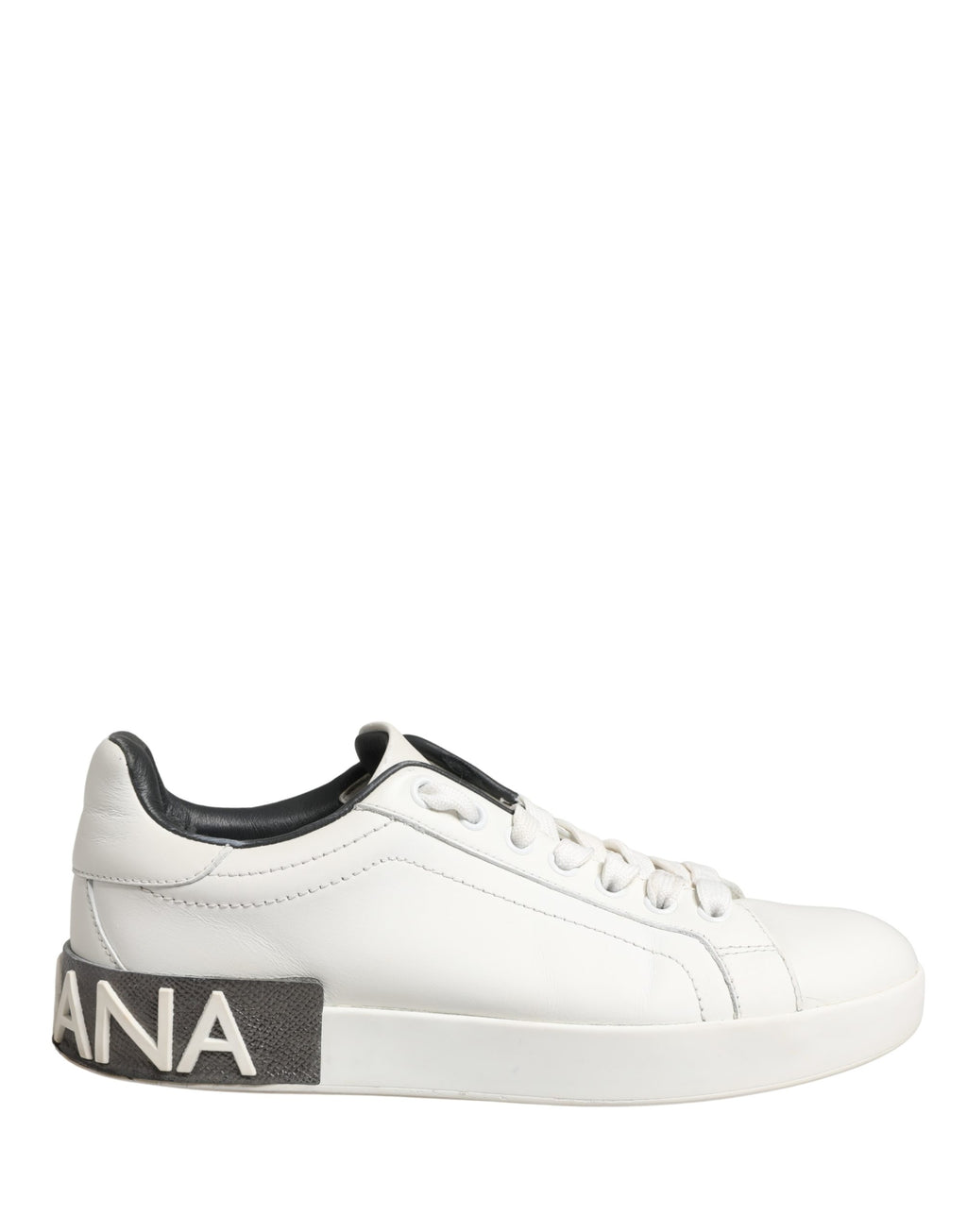 White Black Portofino Leather Sneakers Shoes