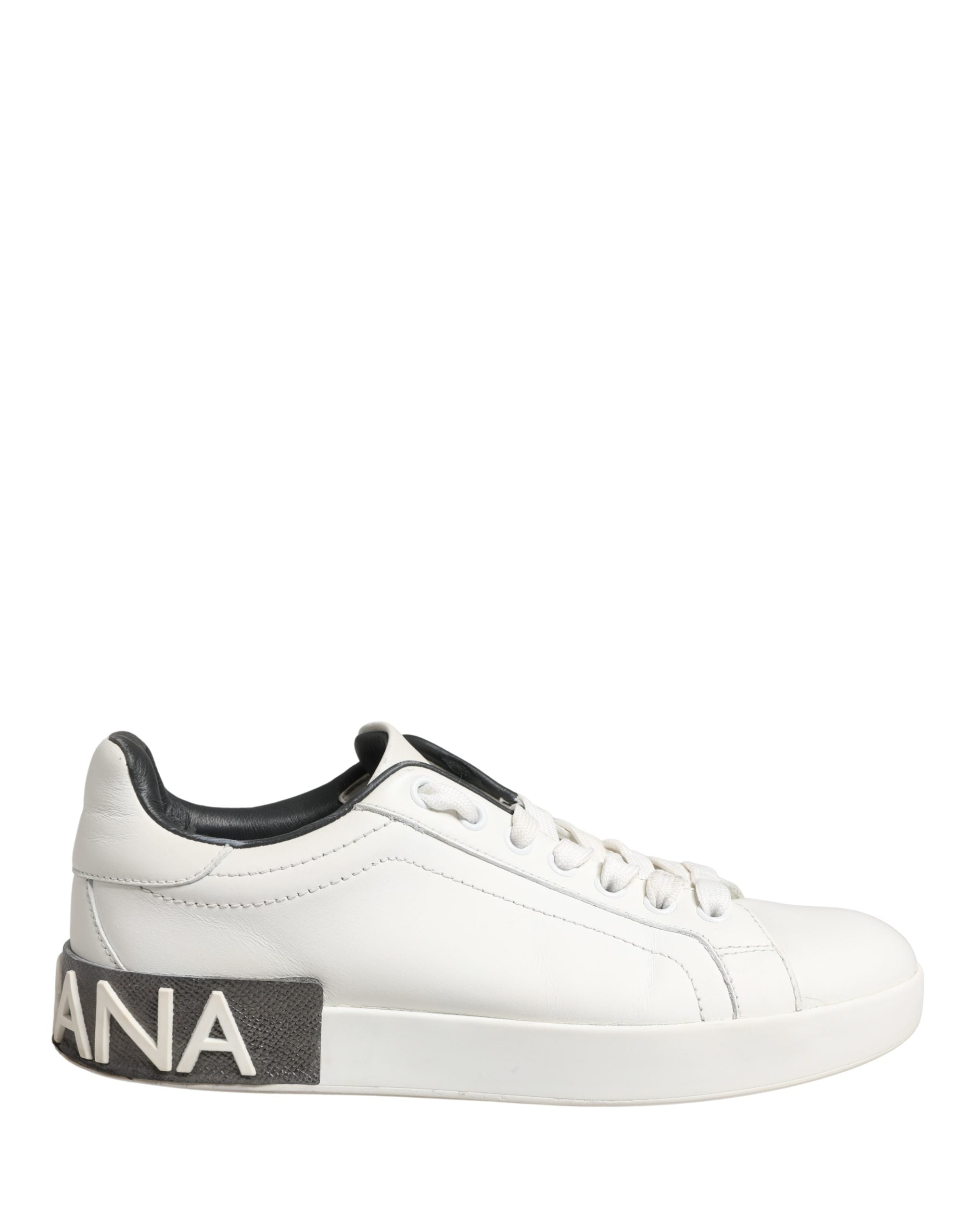 White Black Portofino Leather Sneakers Shoes