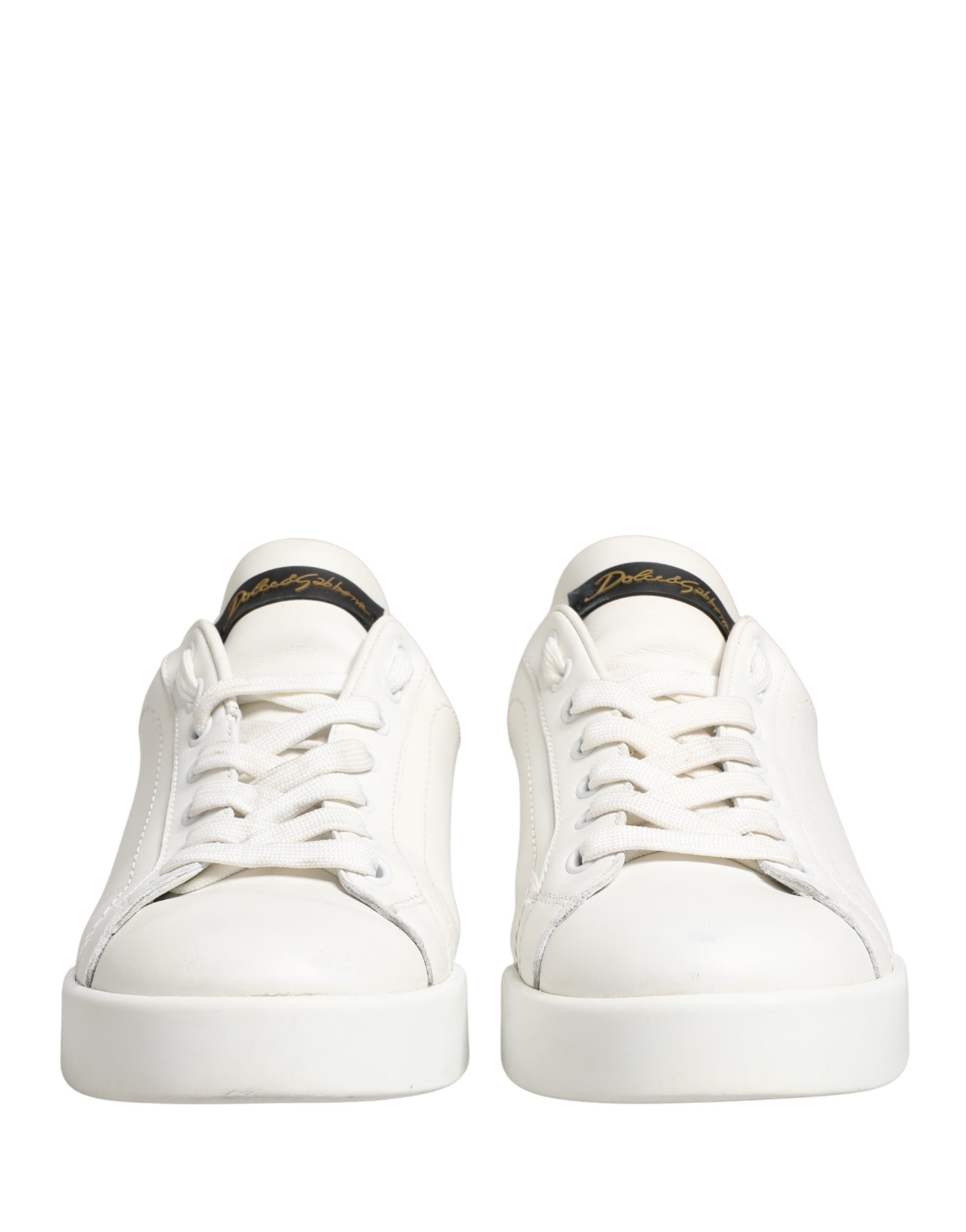 White Black Portofino Leather Sneakers Shoes