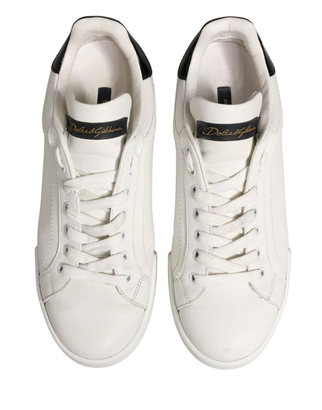 White Black Portofino Leather Sneakers Shoes