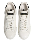 White Black Portofino Leather Sneakers Shoes