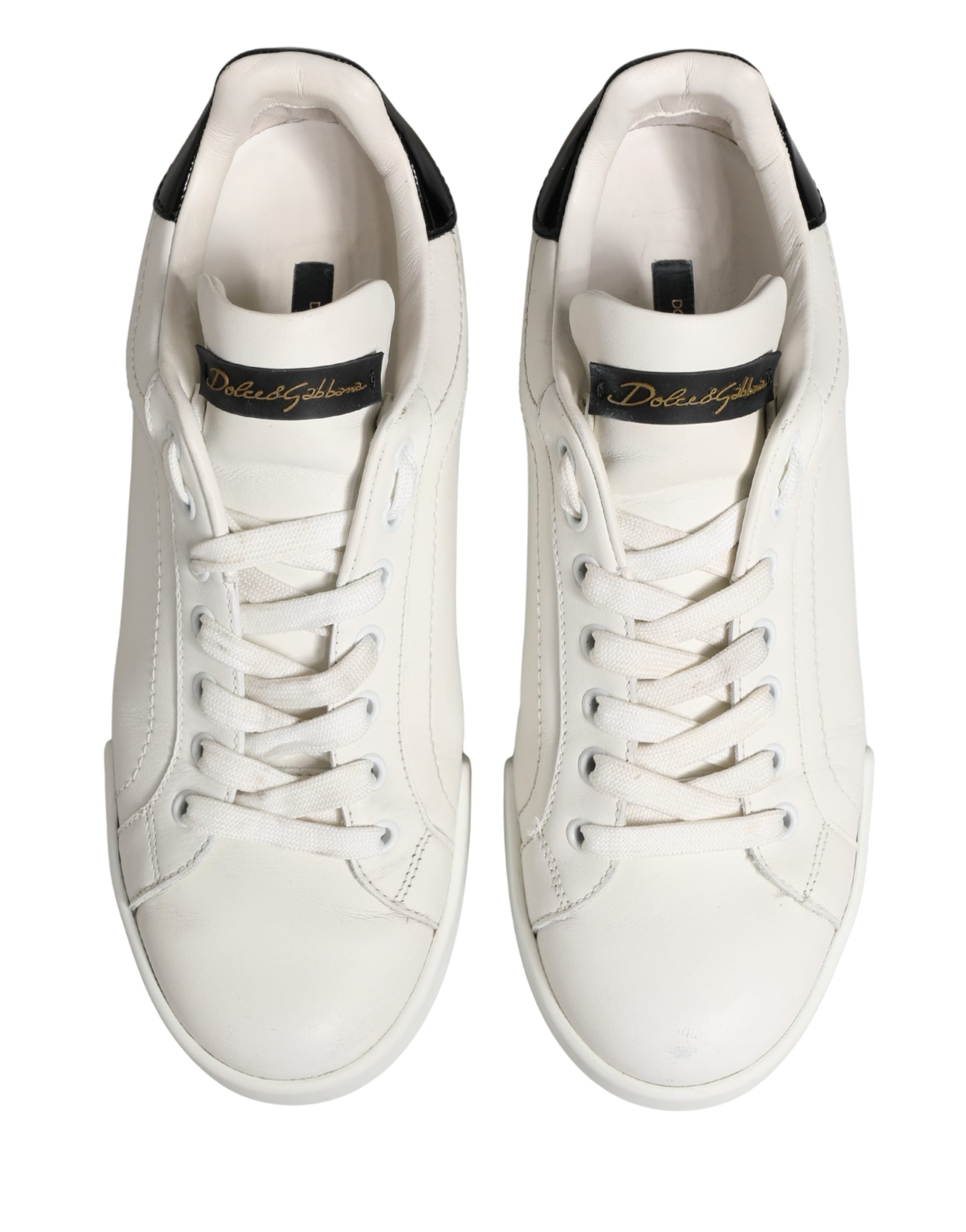 White Black Portofino Leather Sneakers Shoes