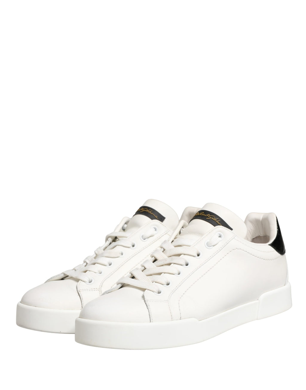 White Black Portofino Leather Sneakers Shoes