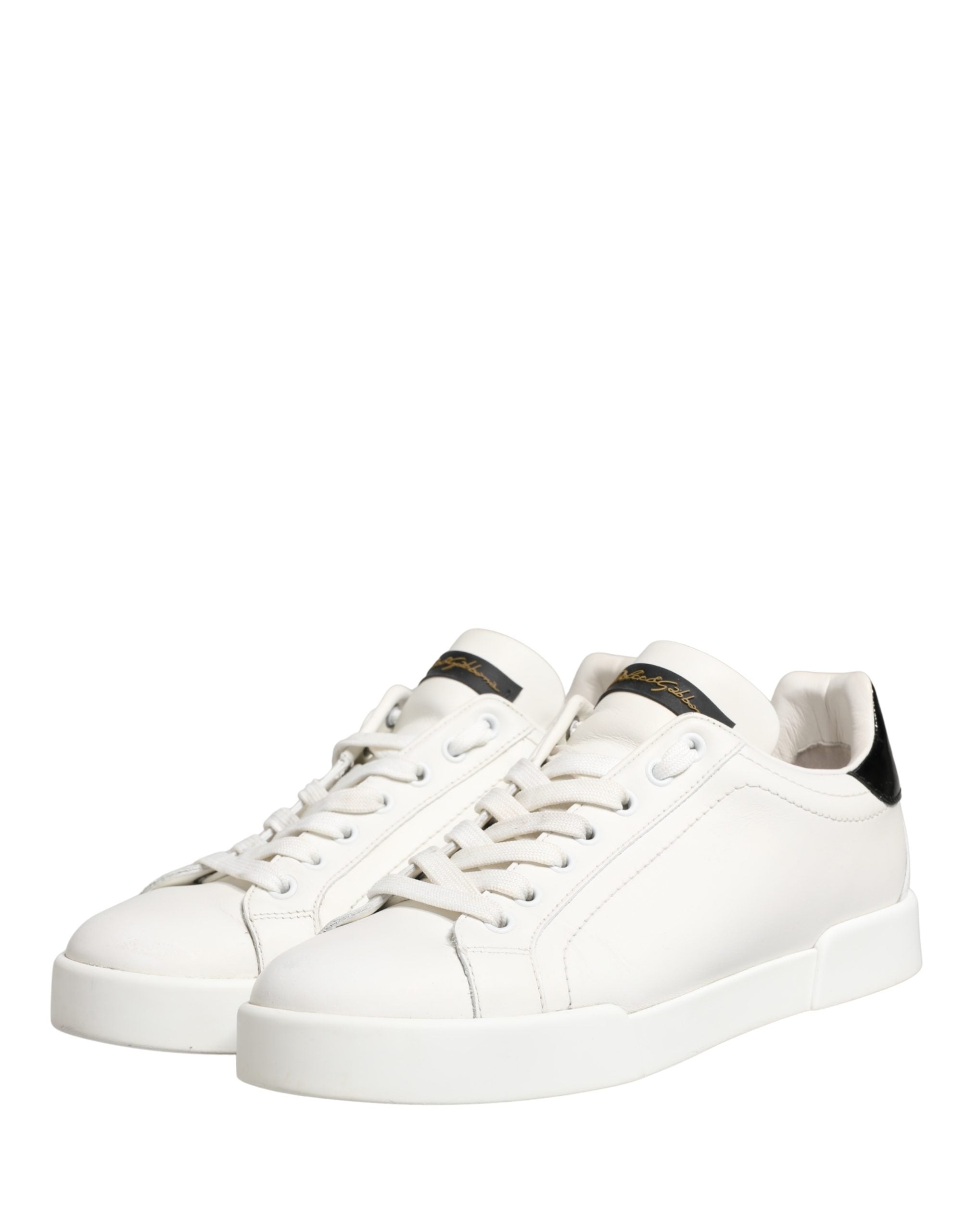 White Black Portofino Leather Sneakers Shoes