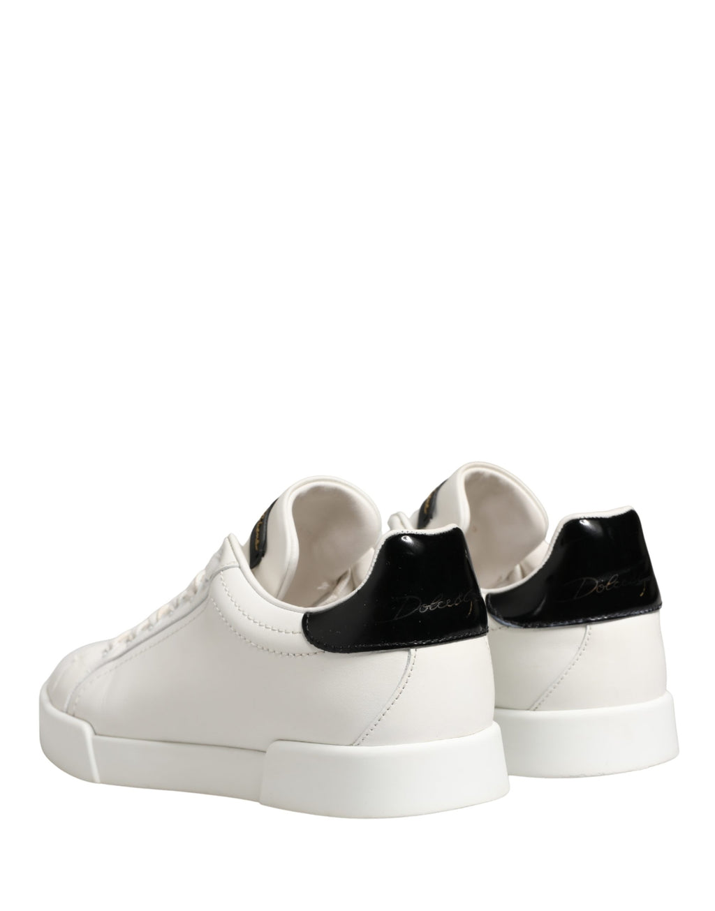 White Black Portofino Leather Sneakers Shoes
