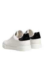 White Black Portofino Leather Sneakers Shoes