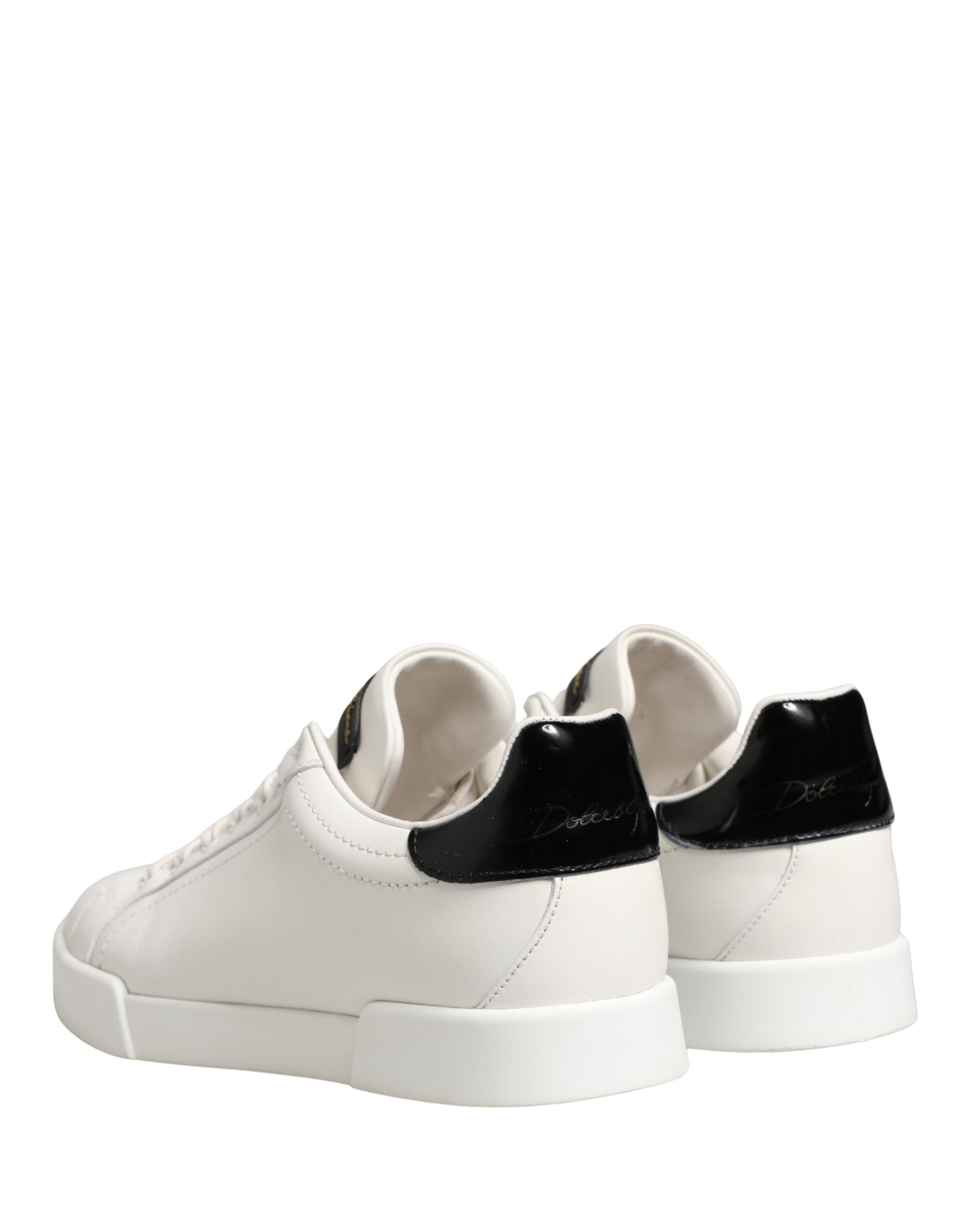 White Black Portofino Leather Sneakers Shoes