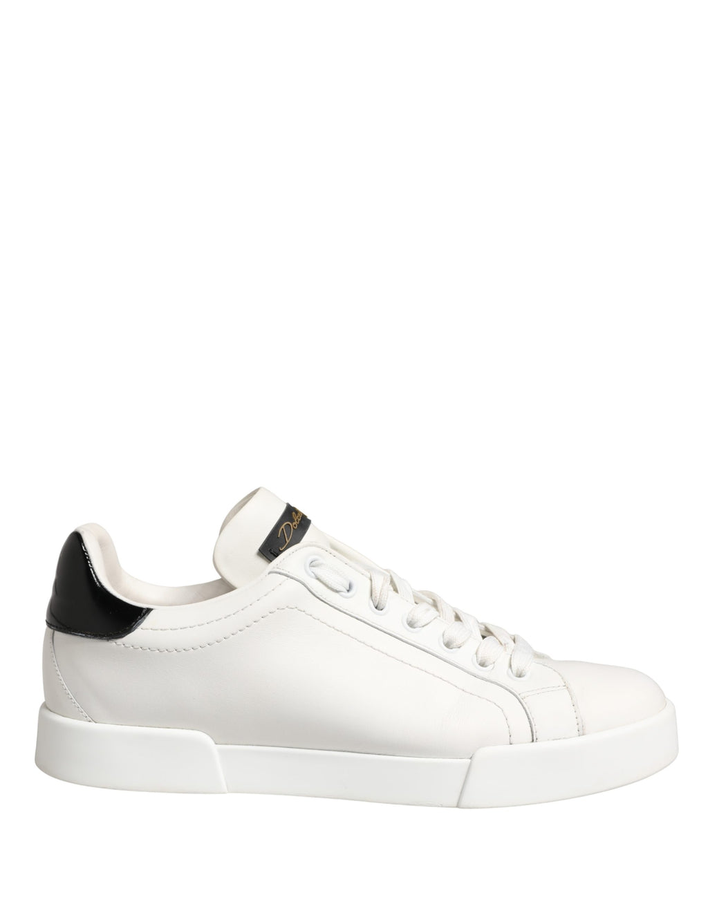 White Black Portofino Leather Sneakers Shoes