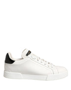 White Black Portofino Leather Sneakers Shoes