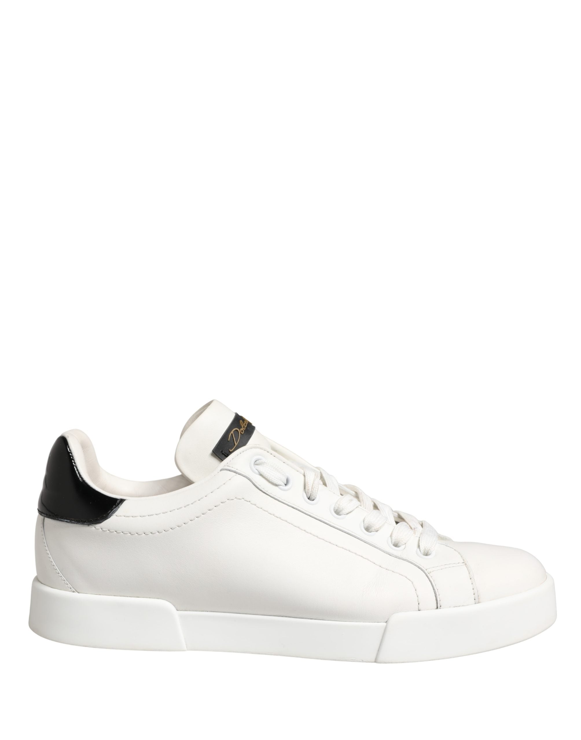 White Black Portofino Leather Sneakers Shoes