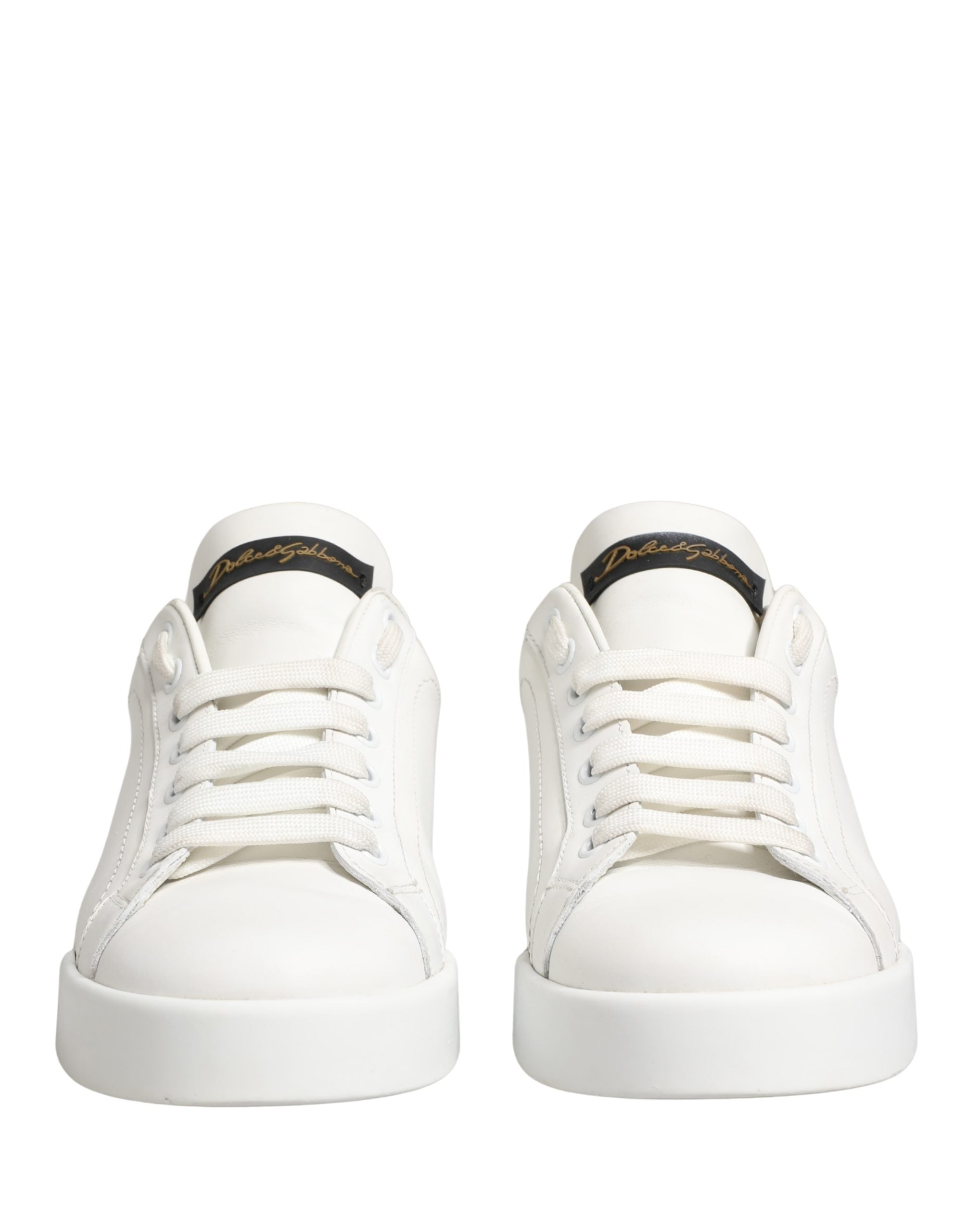 White Black Portofino Leather Sneakers Shoes