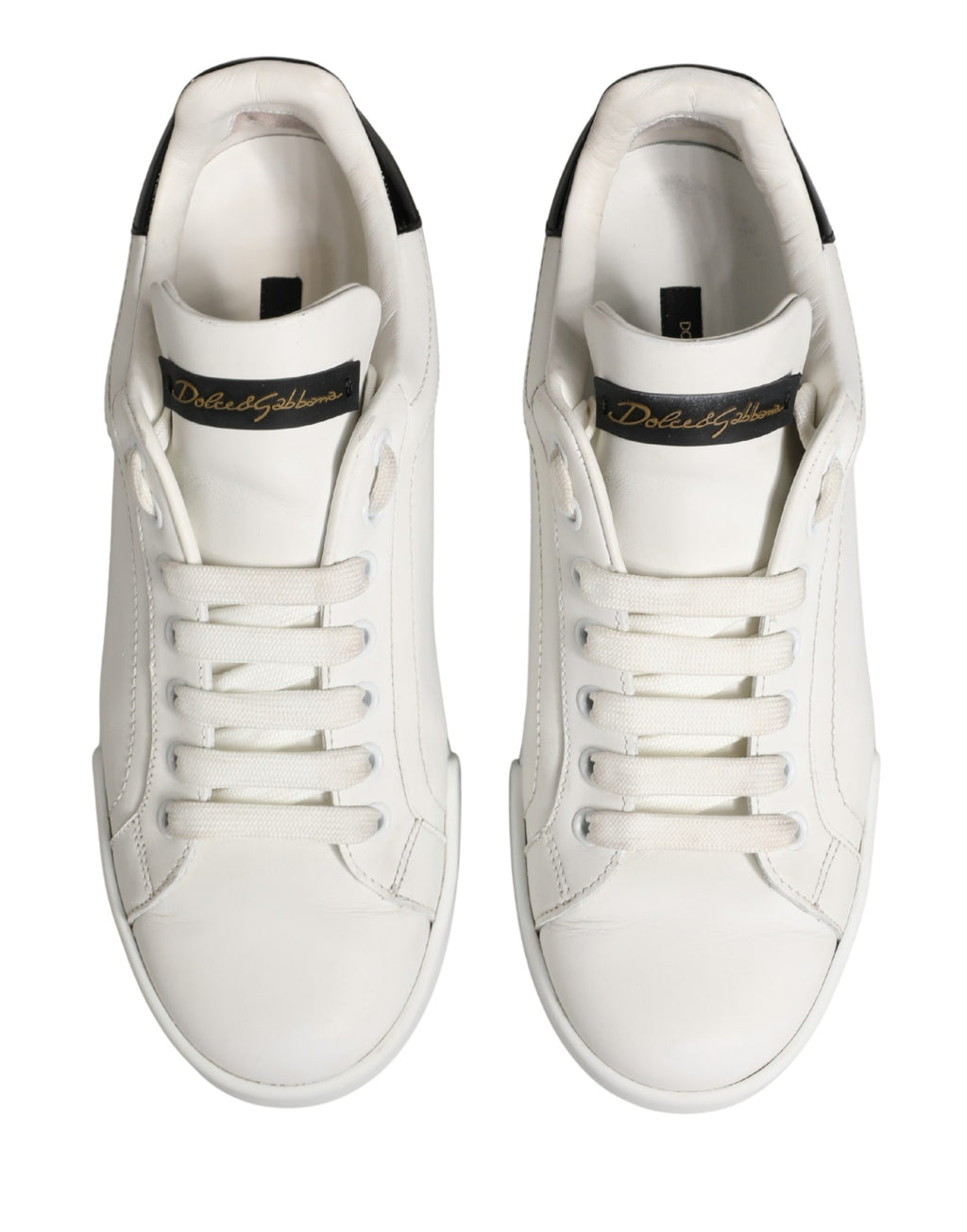 White Black Portofino Leather Sneakers Shoes