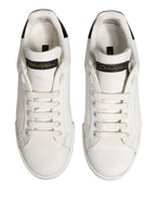 White Black Portofino Leather Sneakers Shoes