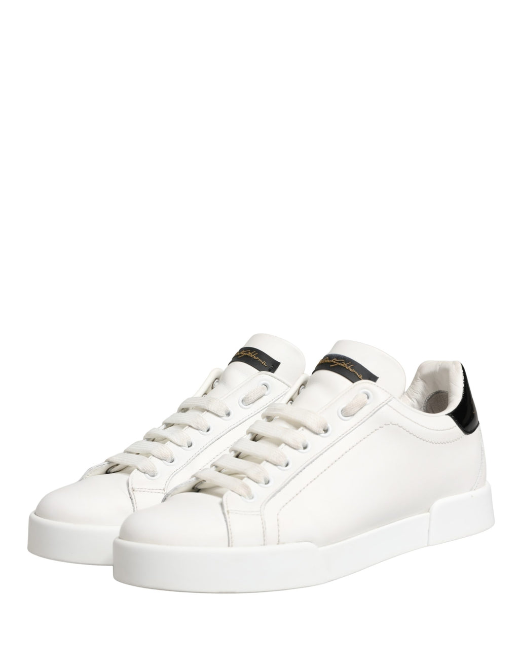 White Black Portofino Leather Sneakers Shoes