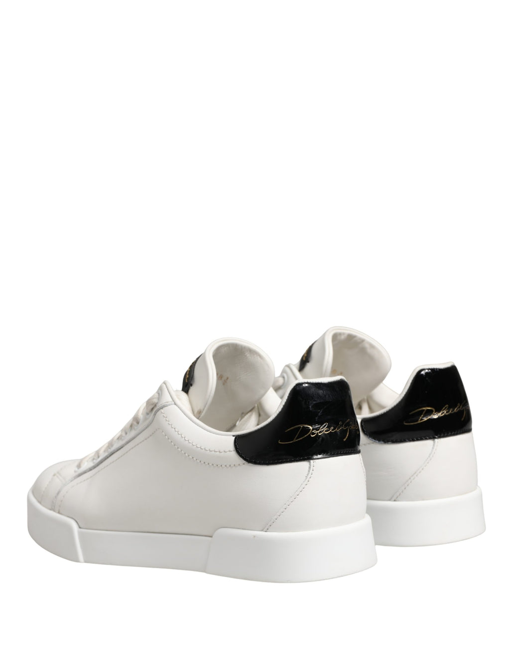 White Black Portofino Leather Sneakers Shoes