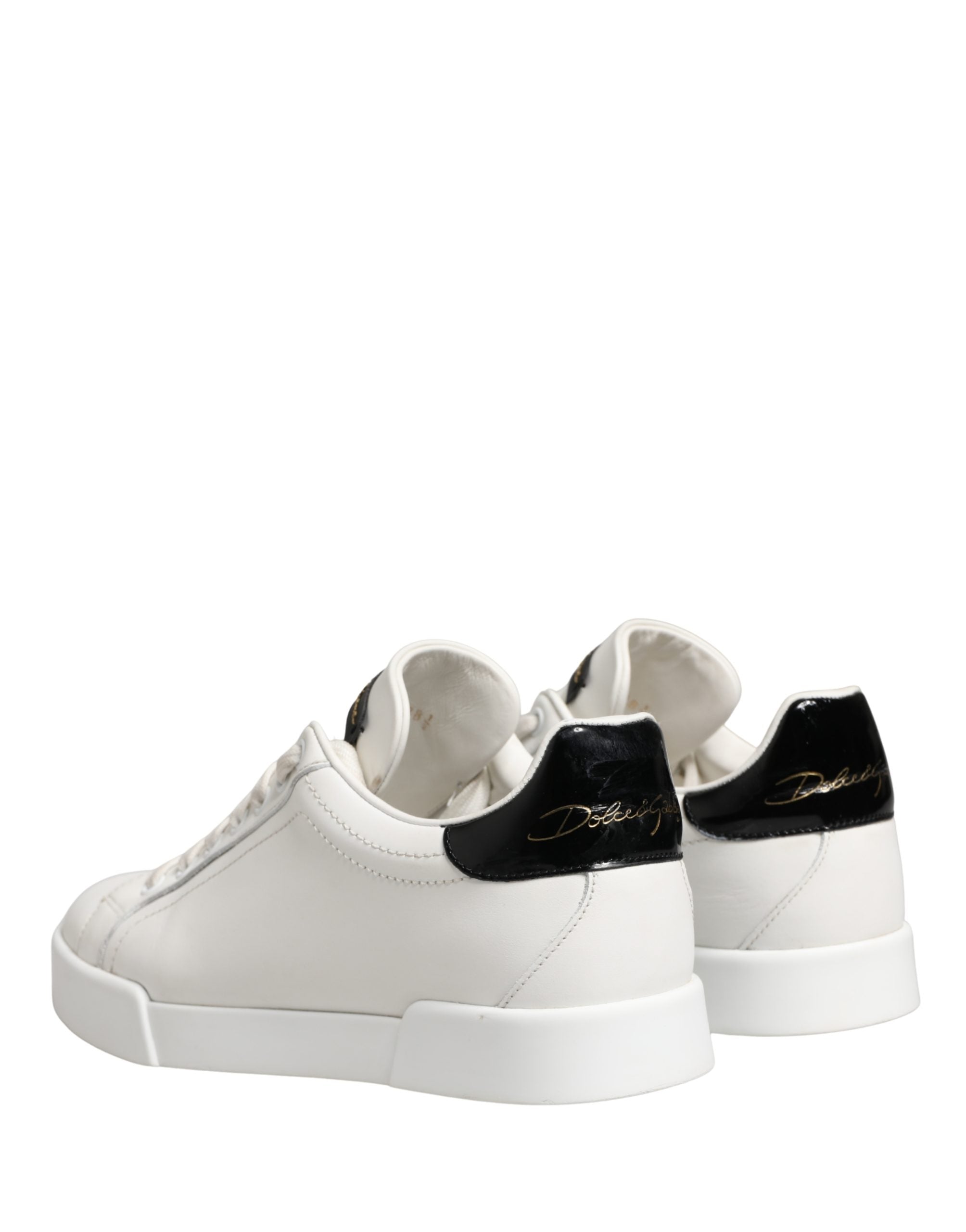 White Black Portofino Leather Sneakers Shoes