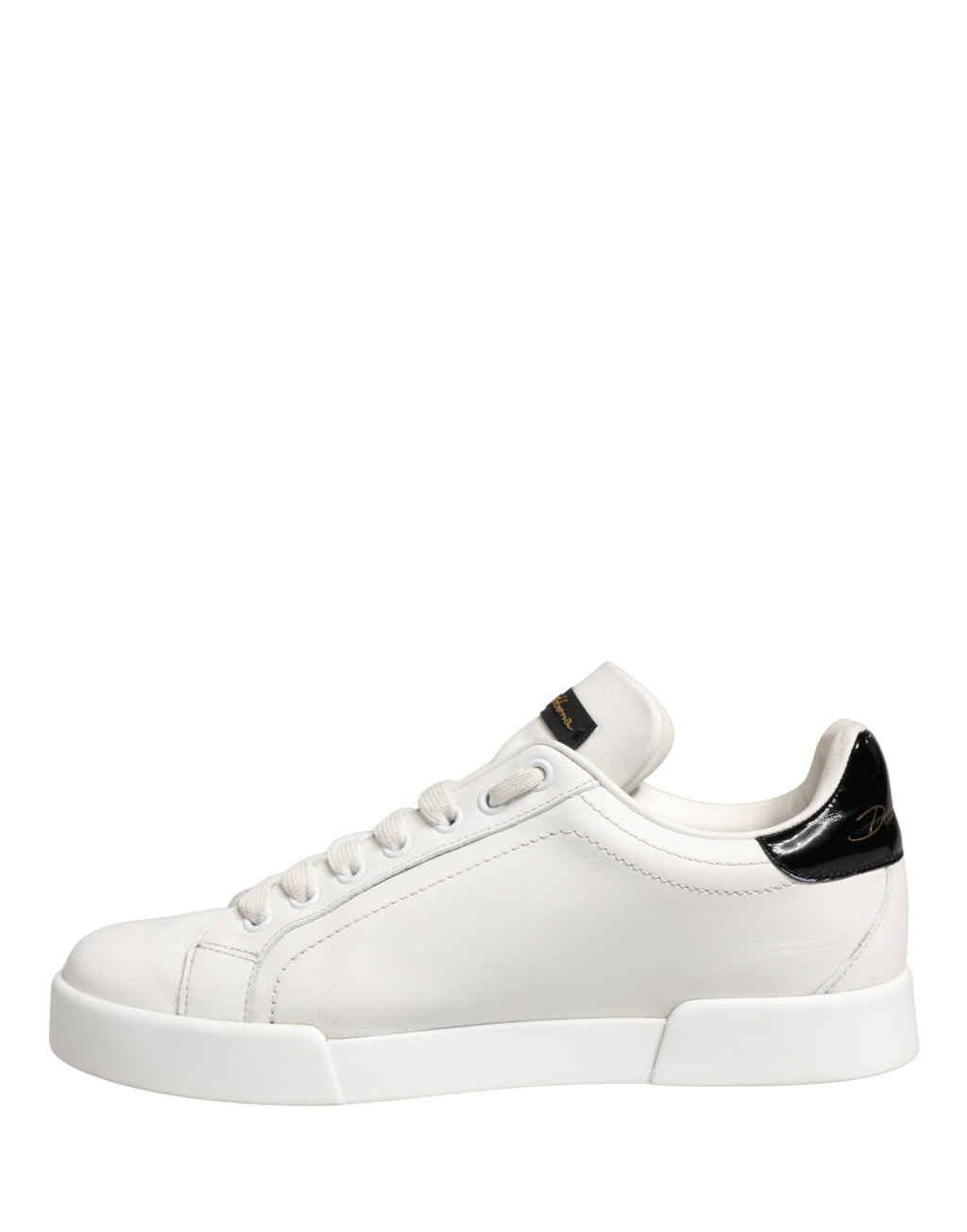 White Black Portofino Leather Sneakers Shoes