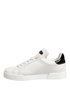 White Black Portofino Leather Sneakers Shoes