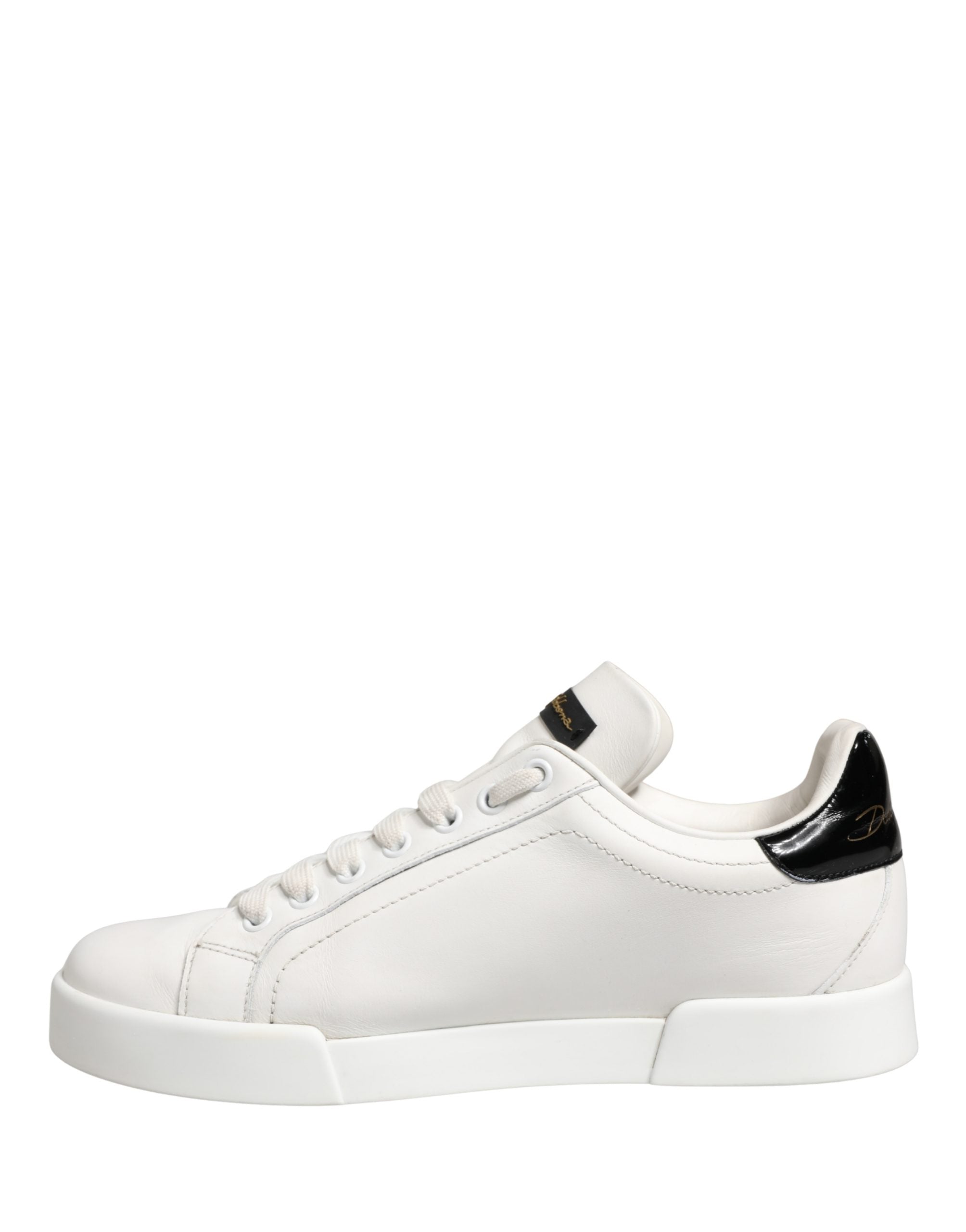 White Black Portofino Leather Sneakers Shoes