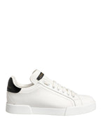 White Black Portofino Leather Sneakers Shoes