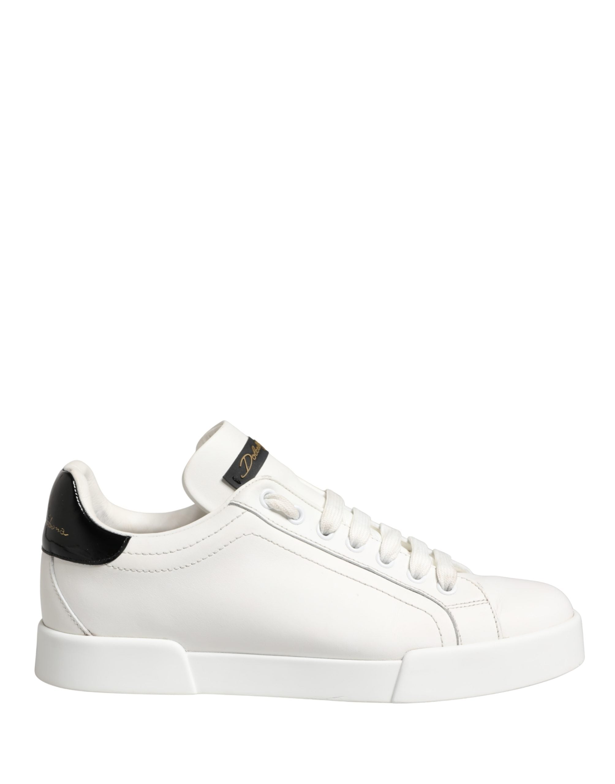 White Black Portofino Leather Sneakers Shoes
