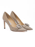 Taupe Grey Patent Leather Chery 85 Pumps
