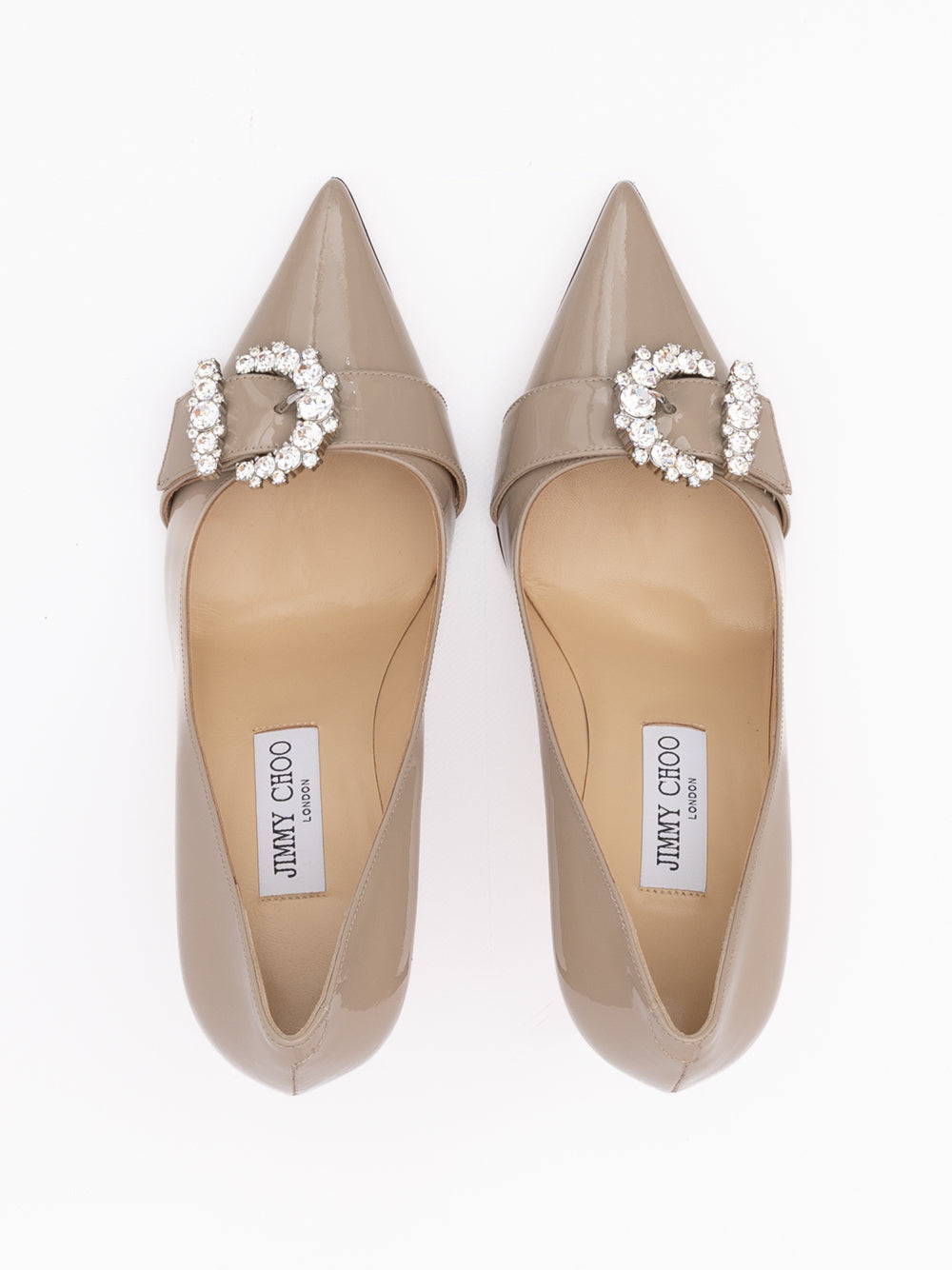 Taupe Grey Patent Leather Chery 85 Pumps