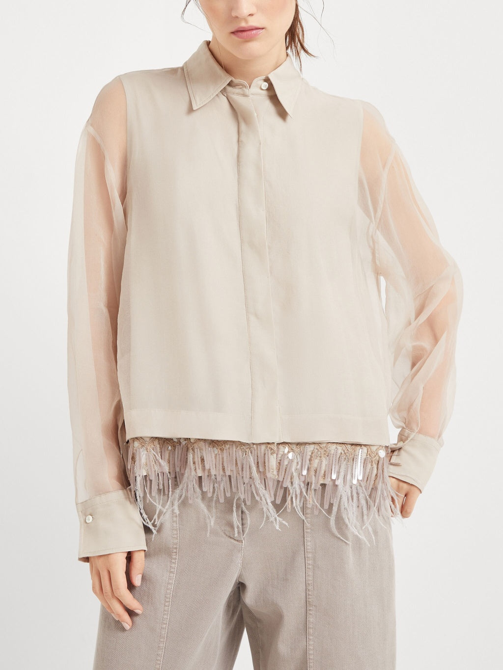 Beige Silk Shirt