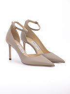 Taupe Grey Calf Leather Leona 85 Pumps