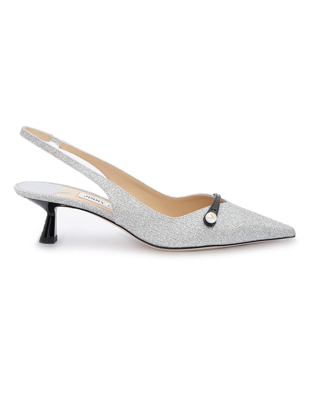 Silver Fine Glitter Amita 45 Slingback Pumps