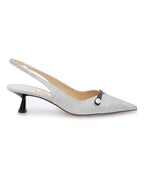 Silver Fine Glitter Amita 45 Slingback Pumps